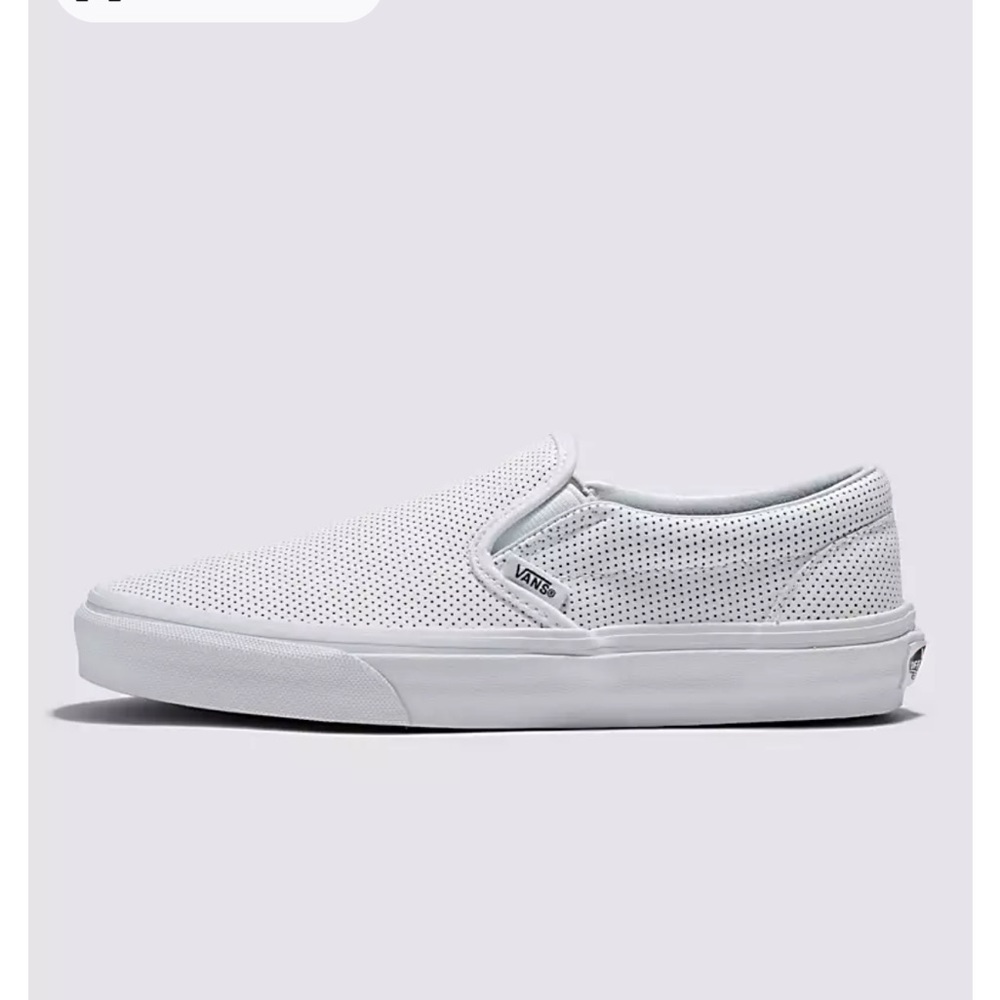 Vans Slip On White Leather Shoe Sz 8